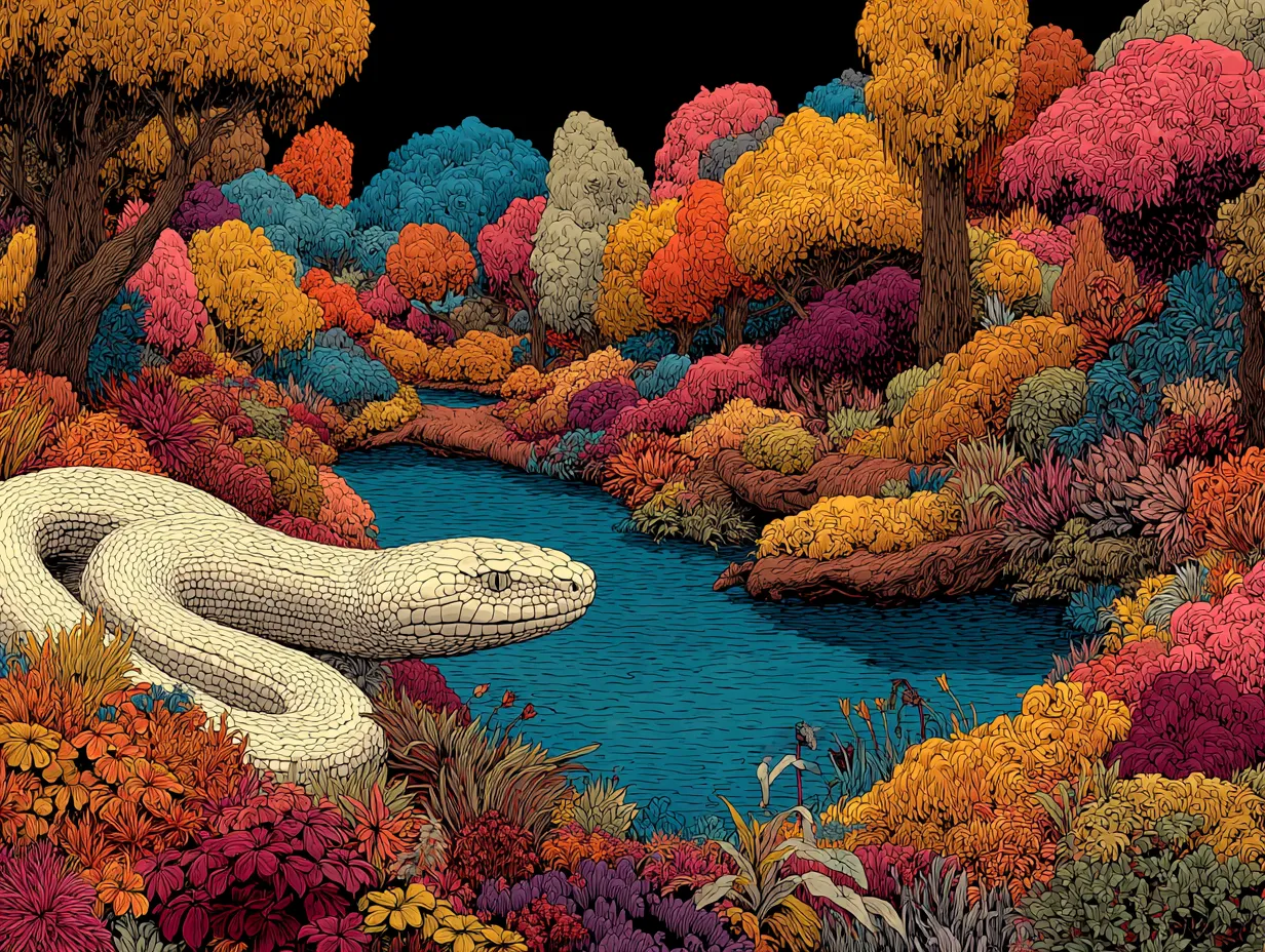 Le vèvè de Damballah Wedo, le grand serpent créateur du vaudou haïtien, symbole de pureté et de sagesse.